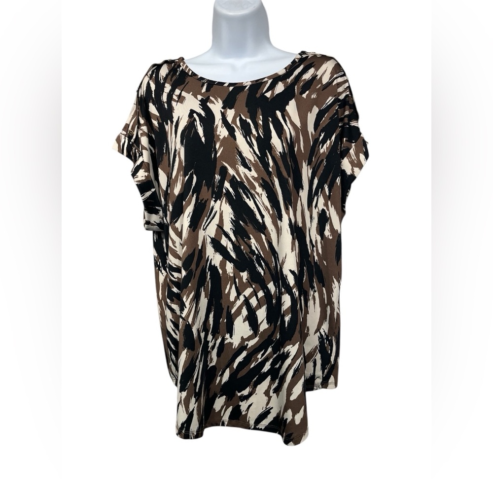 AUW Brown and Black Abstract Blouse